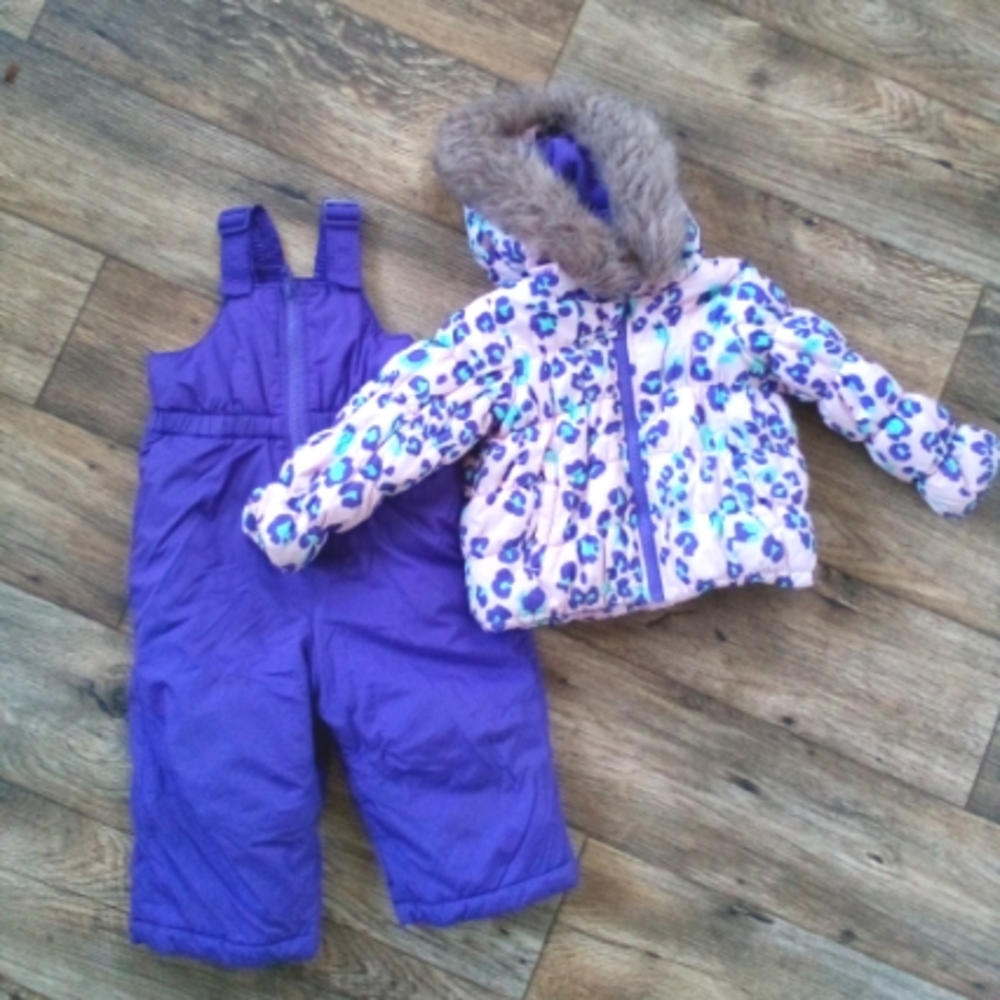 24 month girl purple leopard snowsuit